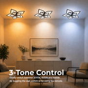 LED полилей с дистанционно DALIA 96W, 5 венчелистчета, Студена/Топла/Неутрална светлина, Димируем, Черен