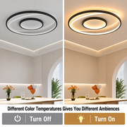 LED полилей с дистанционно FIGURATO, 63W, 3 кръга, Студена/Топла/Неутрална светлина, Димируем, Черен