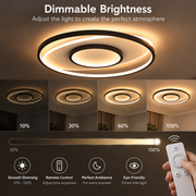 LED полилей с дистанционно FIGURATO, 63W, 3 кръга, Студена/Топла/Неутрална светлина, Димируем, Черен