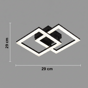 LED полилей с дистанционно GEO 29W, 2 квадрата, Студена/Топла/Неутрална светлина, Димируем, Метал и Акрил, Черен