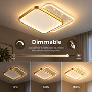 LED полилей с дистанционно управление GILDRA 48W, 2 квадрата, Студена/Топла/Неутрална светлина, Димируем, Златен