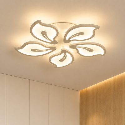 LED полилей с дистанционно JASMINE 73W, 5 венчелистчета, Студена/Топла/Неутрална светлина, Димируем, Бял