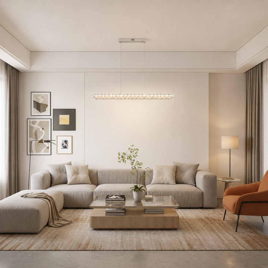 LED полилей с дистанционно управление KANGNING, 3000K/4000K/6000K, 120W, метал и акрил, бял