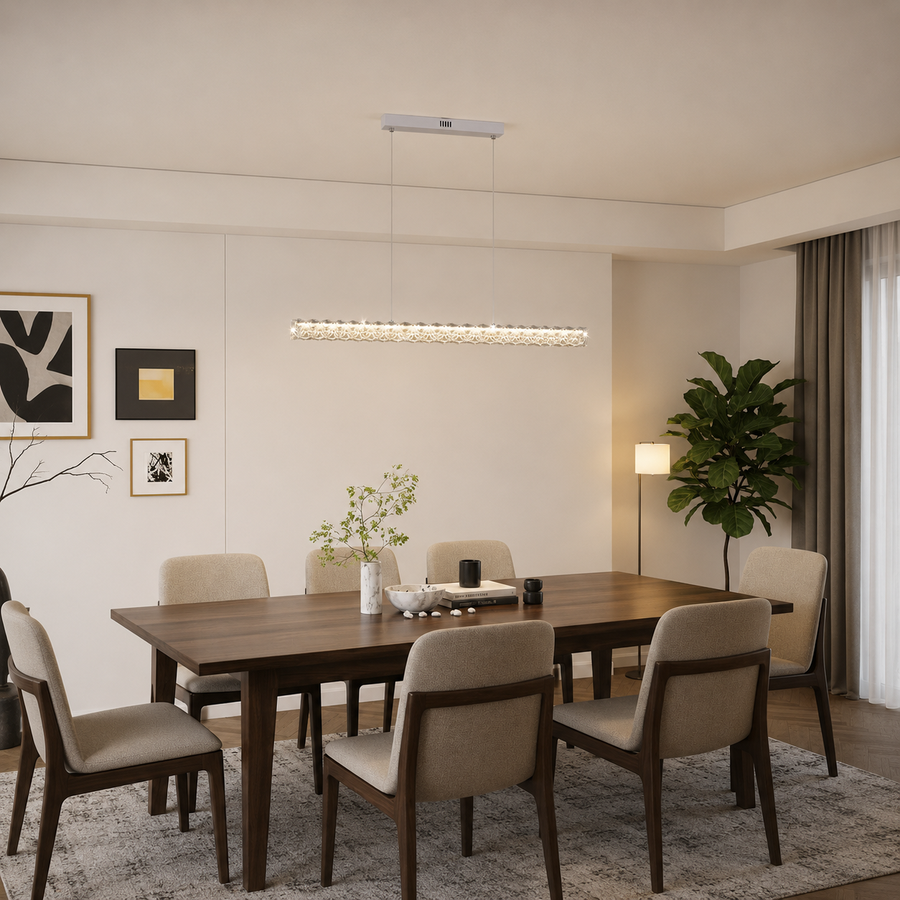 LED полилей с дистанционно управление KANGNING, 3000K/4000K/6000K, 120W, метал и акрил, бял