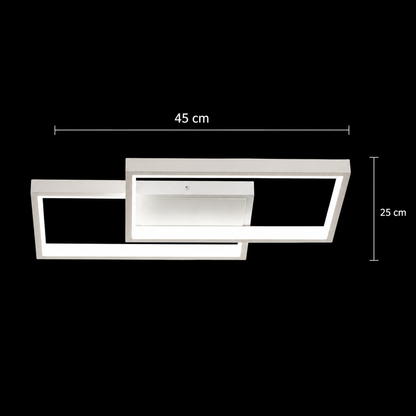 LED полилей с дистанционно управление LANDYN 37W, 2 квадрата, Студена/Топла/Неутрална светлина, Димируем, Бял