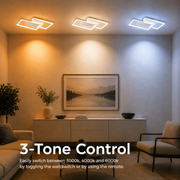 LED полилей с дистанционно управление LANDYN 37W, 2 квадрата, Студена/Топла/Неутрална светлина, Димируем, Бял
