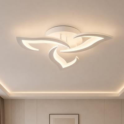 LED полилей с дистанционно LOTUS 32W, 3 венчелистчета, Студена/Топла/Неутрална светлина, Димируем, Бял