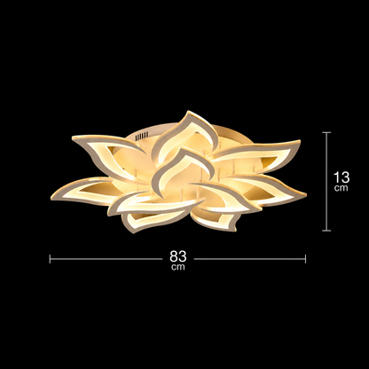 LED полилей с дистанционно LOTUS 91W, 9 венчелистчета, Студена/Топла/Неутрална светлина, Димируем, Бял
