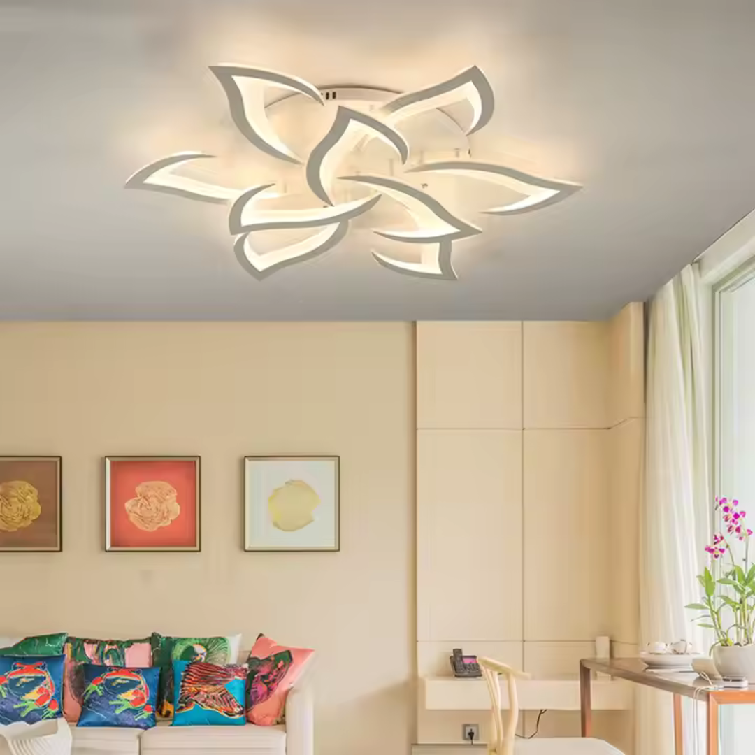 LED полилей с дистанционно управление LOTUS 91W, 9 венчелистчета, студена/топла/неутрална светлина, димируем, бял LED полилей с дистанционно управление Заглавие по подразбиране Alessandro Design