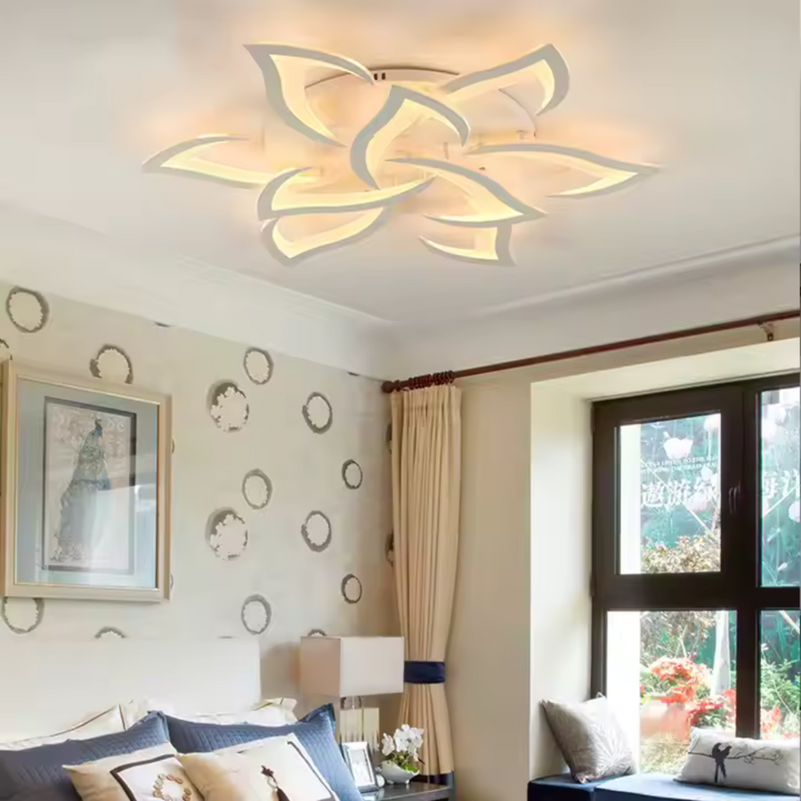 LED полилей с дистанционно управление LOTUS 91W, 9 венчелистчета, студена/топла/неутрална светлина, димируем, бял LED полилей с дистанционно управление Заглавие по подразбиране Alessandro Design