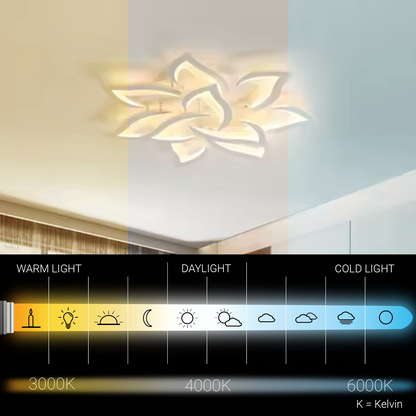 LED полилей с дистанционно управление LOTUS 91W, 9 венчелистчета, студена/топла/неутрална светлина, димируем, бял LED полилей с дистанционно управление Заглавие по подразбиране Alessandro Design