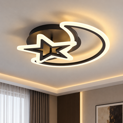LED полилей с дистанционно MOON AND STAR 59W, 2 Елемента, Студена/Топла/Неутрална светлина, Димируем, Черен