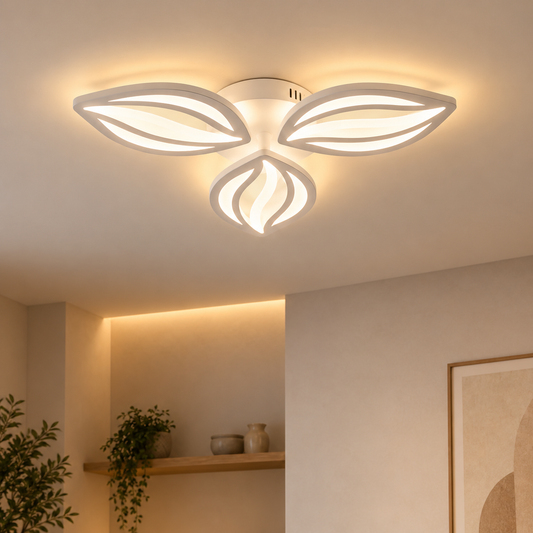 LED полилей с дистанционно ORCHID 40W, 3 венчелистчета, Студена/Топла/Неутрална светлина, Димируем, Бял