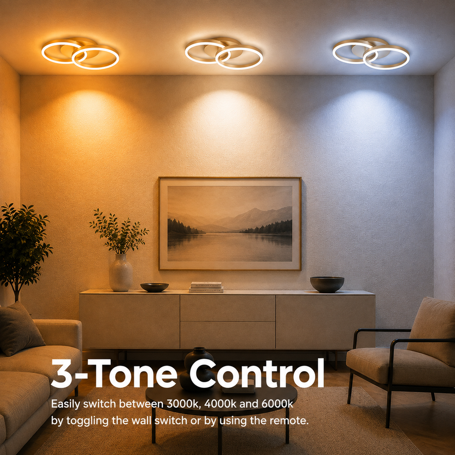 LED полилей с дистанционно RINOVA 41W, 2 Кръга, Студена/Топла/Неутрална светлина, Димируем, Златен