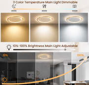 LED полилей с дистанционно SOLARA 51W, 2 кръга, Студена/Топла/Неутрална светлина, Димируем, Бяло злато