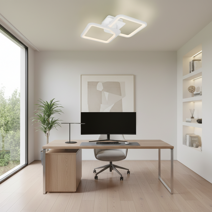 LED полилей с дистанционно управление ZOE 41W, 2 квадрата, студена/топла/неутрална светлина, димируем, бял LED полилей с дистанционно управление Заглавие по подразбиране Alessandro Design