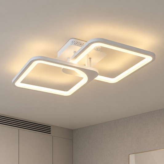 LED полилей с дистанционно ZOE 41W, 2 квадрата, Студена/Топла/Неутрална светлина, Димируем, Бял