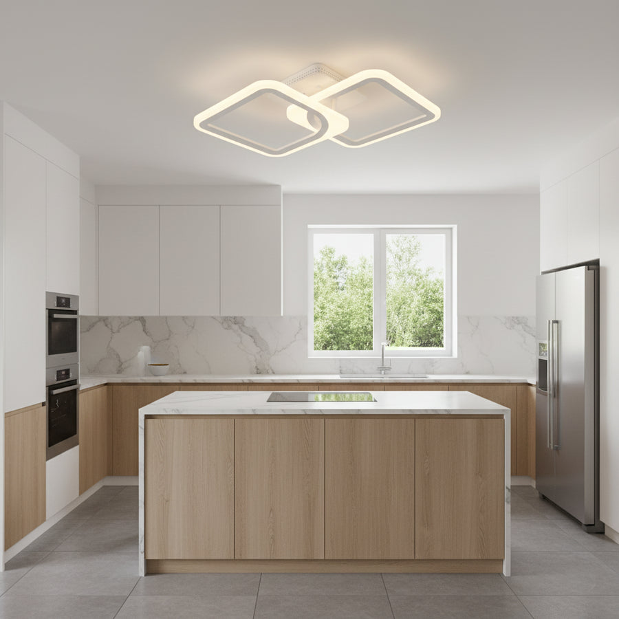 LED полилей с дистанционно управление ZOE 41W, 2 квадрата, студена/топла/неутрална светлина, димируем, бял LED полилей с дистанционно управление Заглавие по подразбиране Alessandro Design