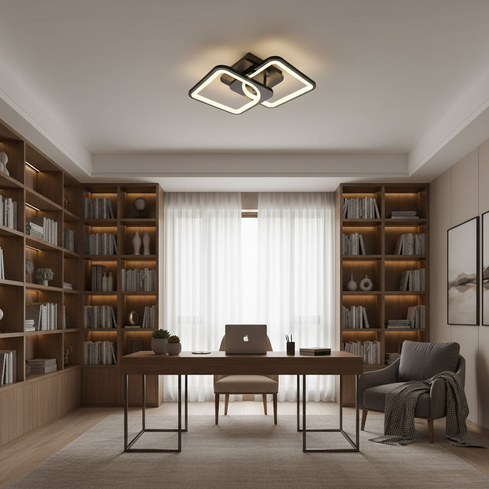 LED полилей с дистанционно управление ZOE 27W, 2 квадрата, студена/топла/неутрална светлина, димируем, черен LED полилей с дистанционно управление Default Title Alessandro Design