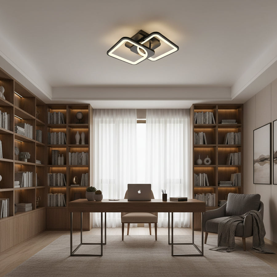 LED полилей с дистанционно управление ZOE 27W, 2 квадрата, студена/топла/неутрална светлина, димируем, черен LED полилей с дистанционно управление Default Title Alessandro Design