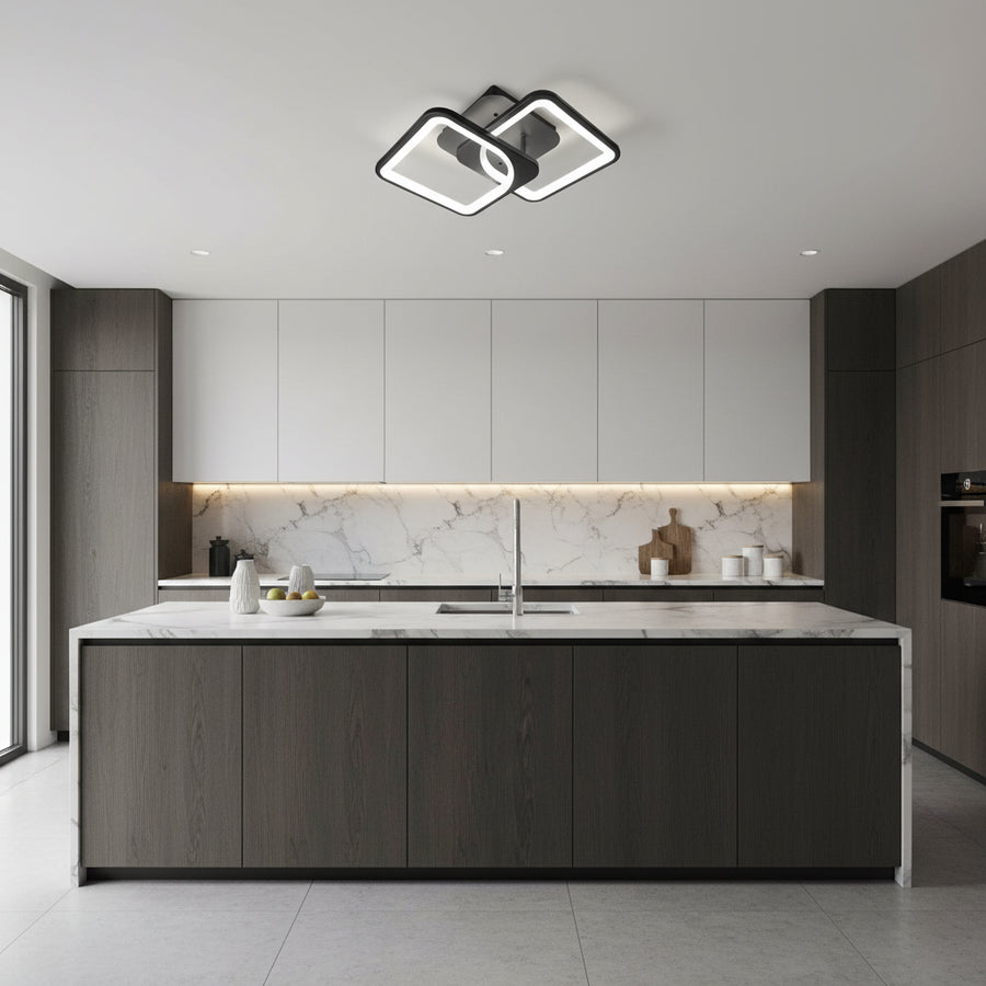 LED полилей с дистанционно управление ZOE 27W, 2 квадрата, студена/топла/неутрална светлина, димируем, черен LED полилей с дистанционно управление Default Title Alessandro Design