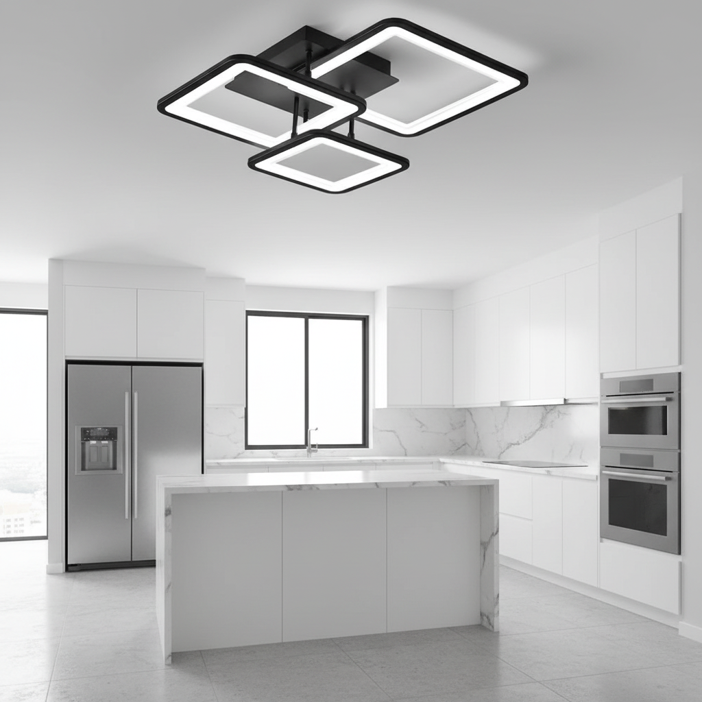 LED полилей с дистанционно управление ZOE 60W, 3 квадрата, студена/топла/неутрална светлина, димируем, черен LED полилей с дистанционно управление Default Title Alessandro Design