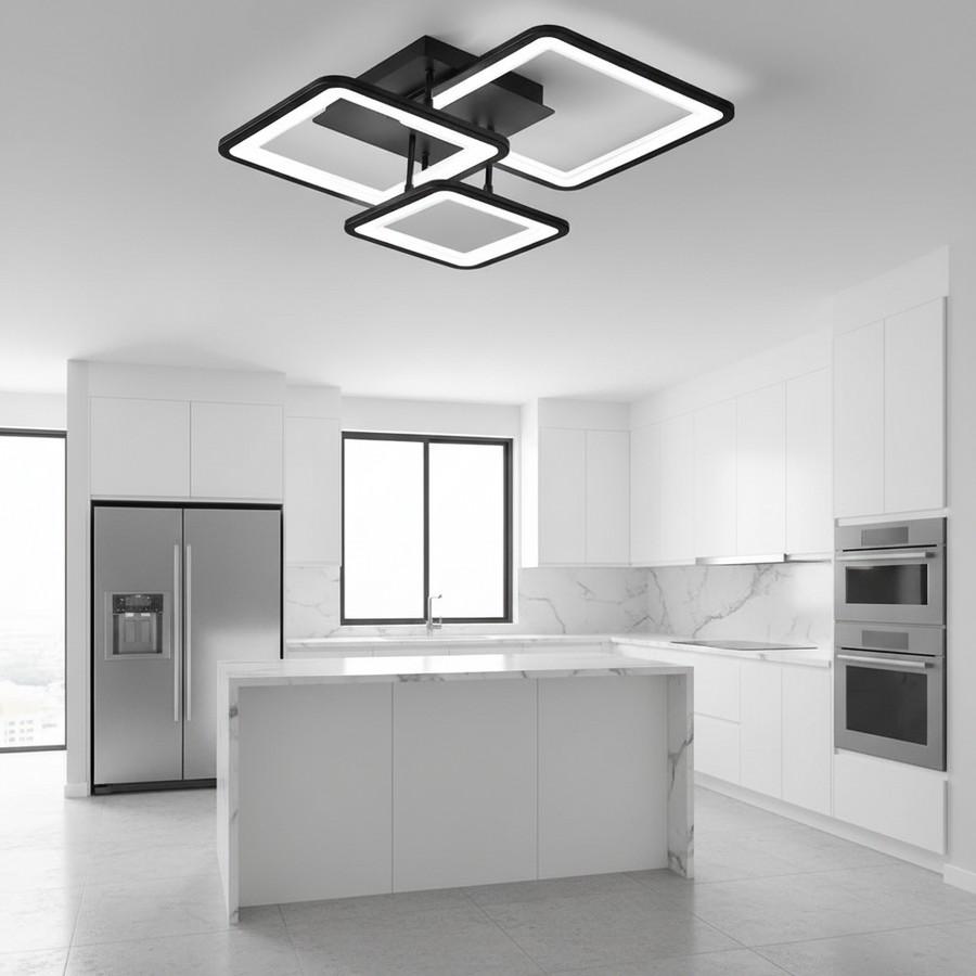 LED полилей с дистанционно управление ZOE 60W, 3 квадрата, студена/топла/неутрална светлина, димируем, черен LED полилей с дистанционно управление Default Title Alessandro Design
