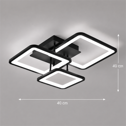 Lustra LED с телекоманда ZOE 60W, 3 Patrate, lumina Rece/Calda/Neutra, Dimabila, Negru, Metal и Acril