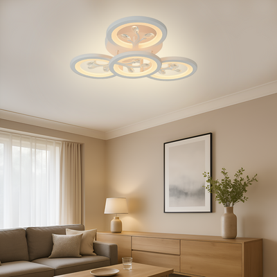 LED полилей с дистанционно управление и кристал DAISY 53W, 4 елемента, Студена/Топла/Неутрална светлина, Димируем, Бял