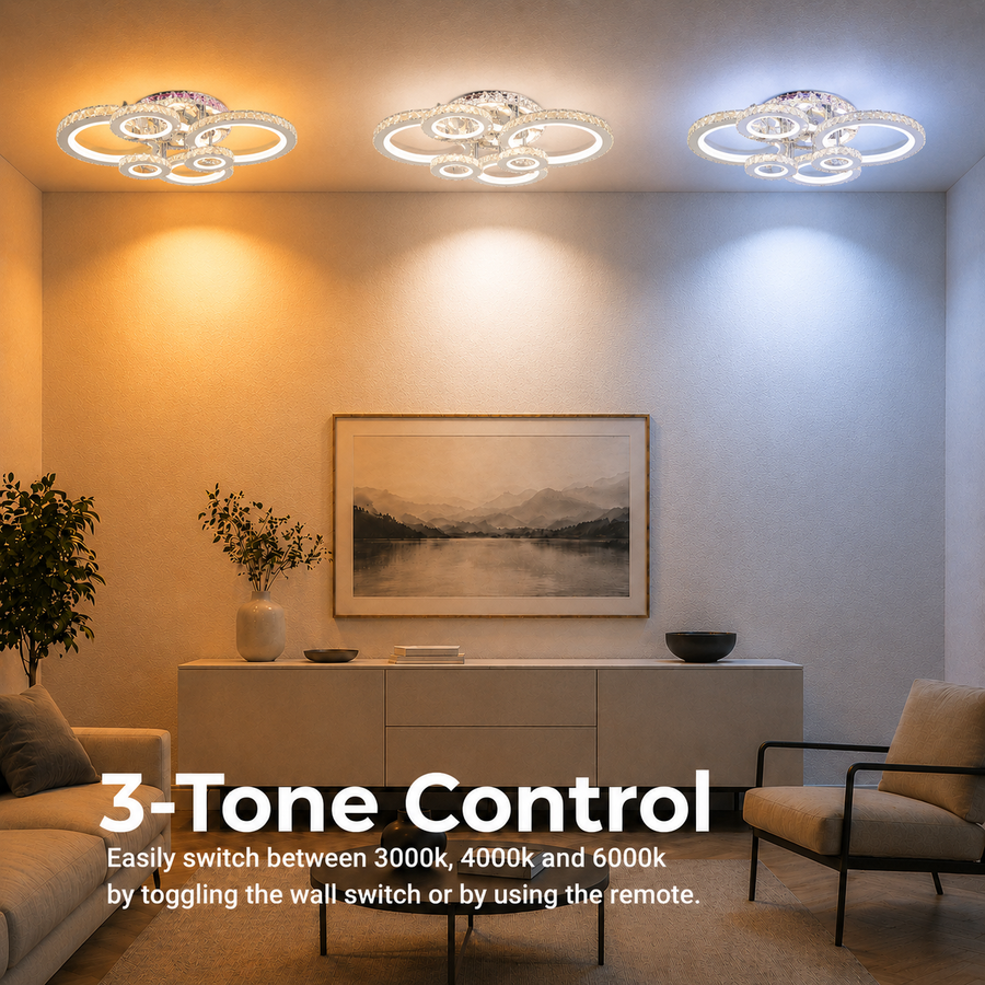 LED полилей с дистанционно управление и кристал NOVA ROTONDA RGB 144W, 6 кръга, студена/топла/неутрална светлина, димиране, блестящи хромирани LED полилеи и кристали Заглавие по подразбиране Alessandro Design