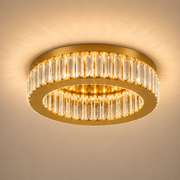 LED полилей с дистанционно управление и кристал VERTUS 31W, 50см, Кръг, Студена/Топла/Неутрална светлина, Димируем, Златен
