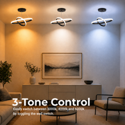 LED окачен полилей RICCI 25W, 2 кръга, Студена/Топла/Неутрална светлина, Черен, Регулируема Височина