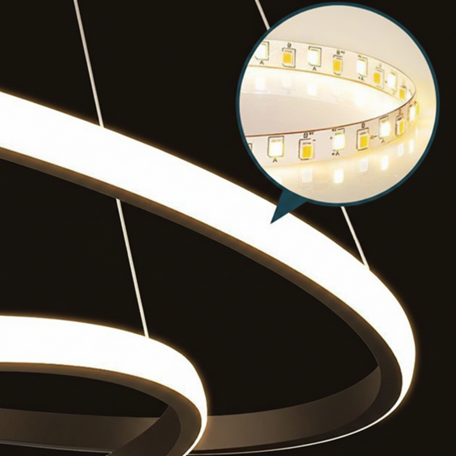 LED висящ полилей RICCI 25W, 2 кръга, студена/топла/неутрална светлина, черен, регулируема височина Modern Chandeliers Default Title Alessandro Design