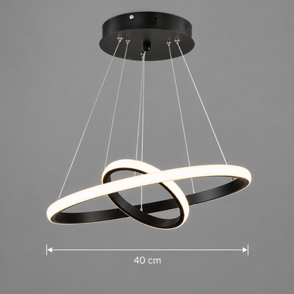 LED окачен полилей RICCI 25W, 2 кръга, Студена/Топла/Неутрална светлина, Черен, Регулируема Височина