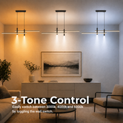 Висящ LED полилей RINA 50W, Линеен, Студена/Топла/Неутрална светлина, Черен, Регулируема височина