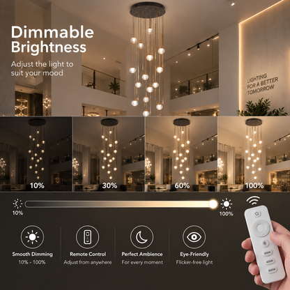 Висящ LED полилей с дистанционно управление GONDAR, 100W, диаметър 60 см, 25 елемента, студена/топла/неутрална светлина, димируем, златен