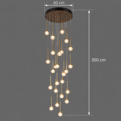 Висящ LED полилей с дистанционно управление GONDAR, 100W, диаметър 60 см, 25 елемента, студена/топла/неутрална светлина, димируем, златен