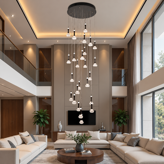 Висящ LED полилей с дистанционно управление GONDAR, 120W, диаметър 60 см, 25 елемента, студена/топла/неутрална светлина, димируем, лъскав хром