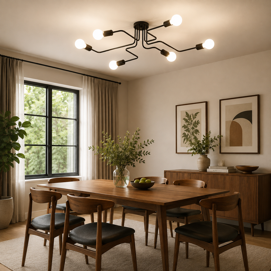 Полилей MODERNIST Hexa 6, 6x E27, черен, модерен дизайн