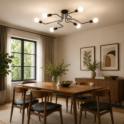 Полилей MODERNIST Hexa 6, 6x E27, черен, модерен дизайн