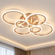 LED полилей с дистанционно BETTY 81W, 6 кръга, Студена/Топла/Неутрална светлина, Димируем, Блестящо злато
