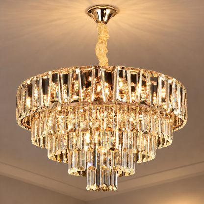 Кристален полилей VALMONT Eleganza 8xE14, D50 см, злато, регулируема височина, метал и кристал