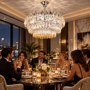 Кристален полилей MAJESTIC Magno 15x E14, диаметър 60 см, блестящ хром, регулируема височина