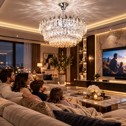 Кристален полилей MAJESTIC Magno 15x E14, диаметър 60 см, блестящ хром, регулируема височина