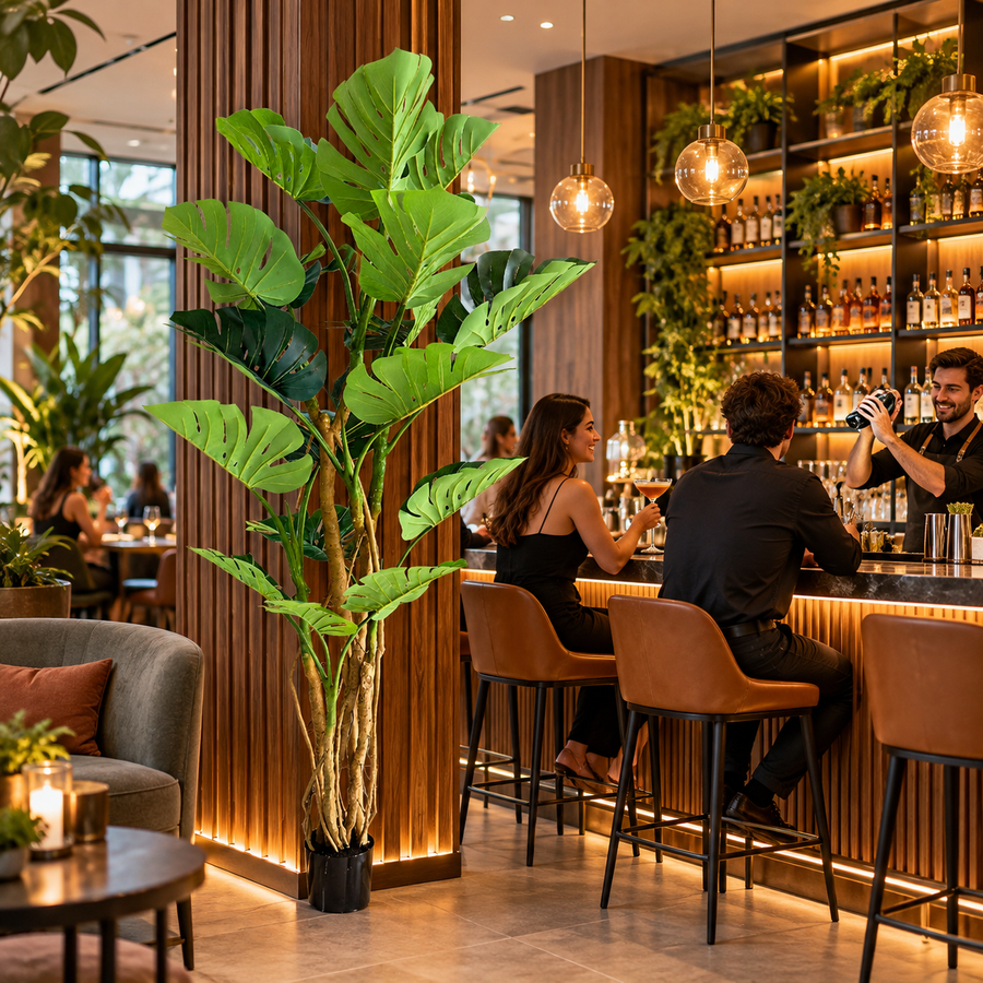 Изкуствено растение тип Monstera Deliciosa, 17 листа, 220 см, зелено