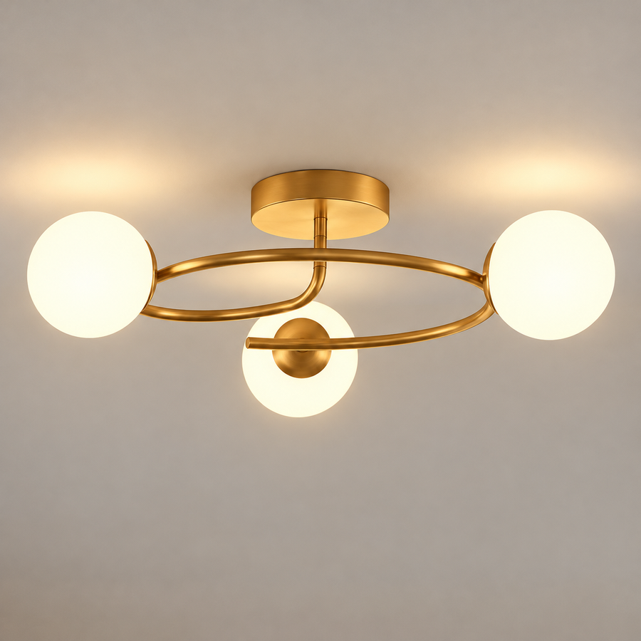LED и кристален полилей ORBIT, 66cm, 3xE27, Globes, Gold