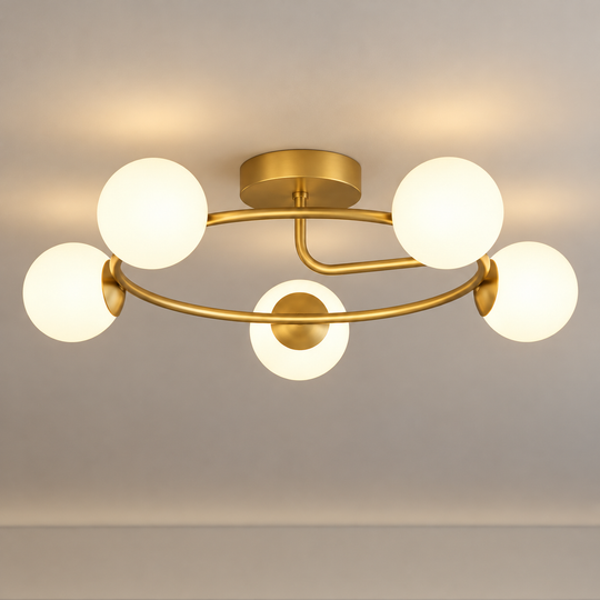LED и кристален полилей ORBIT, 72cm, 5xE27, Globes, Gold