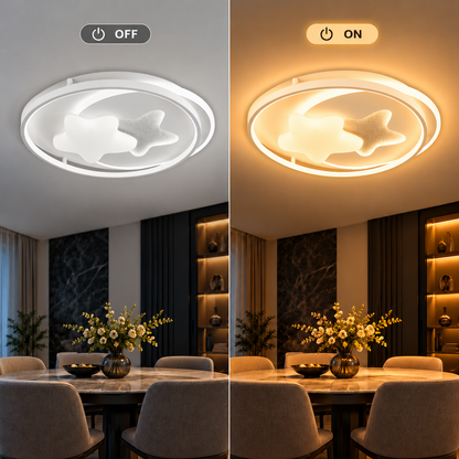 LED полилей с дистанционно ASTERA, Shape of Heavenly Bodies, 87W, Студена/Топла/Неутрална светлина, Димируем, Бял