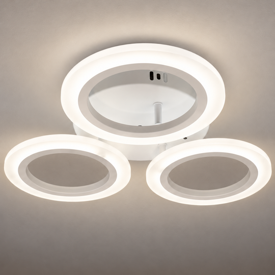 ГОЛЯМ 27W LED полилей, 3 кръга, неутрална светлина, бял