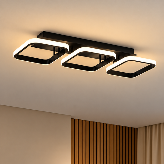 LED полилей VERTEX 34W, 3 квадрата, линеен, студена/топла/неутрална светлина, черен
